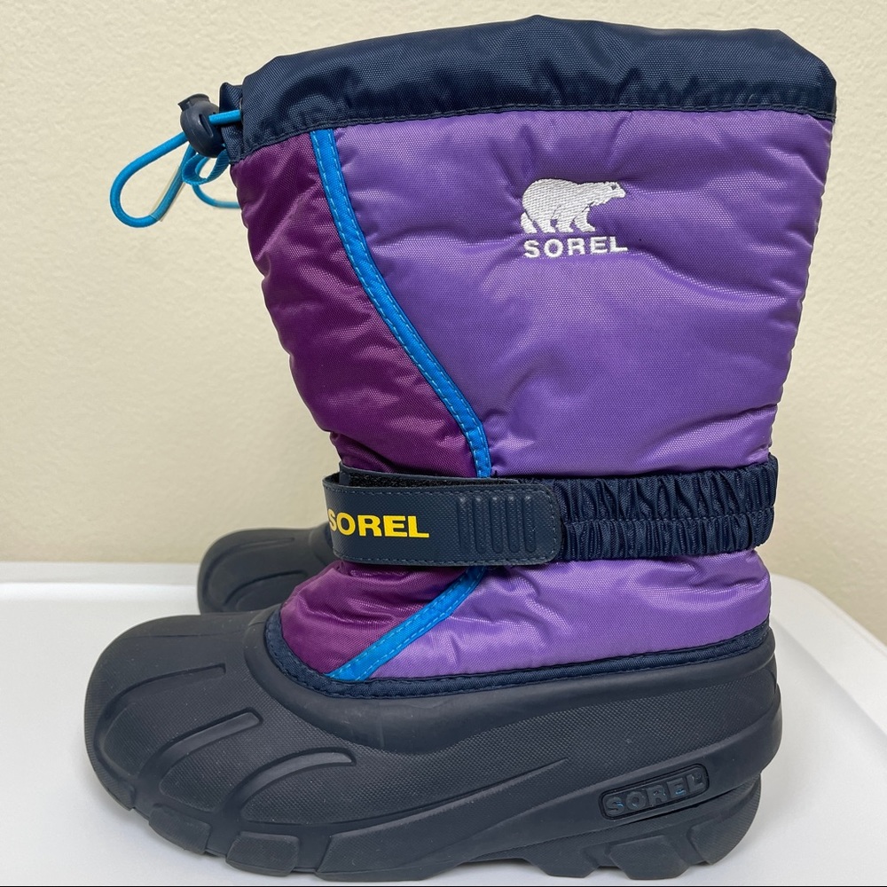 SOREL Size 4 Children Flurry Winter Snow Boots Purple Gray Kids Shoes - Picture 3 of 8